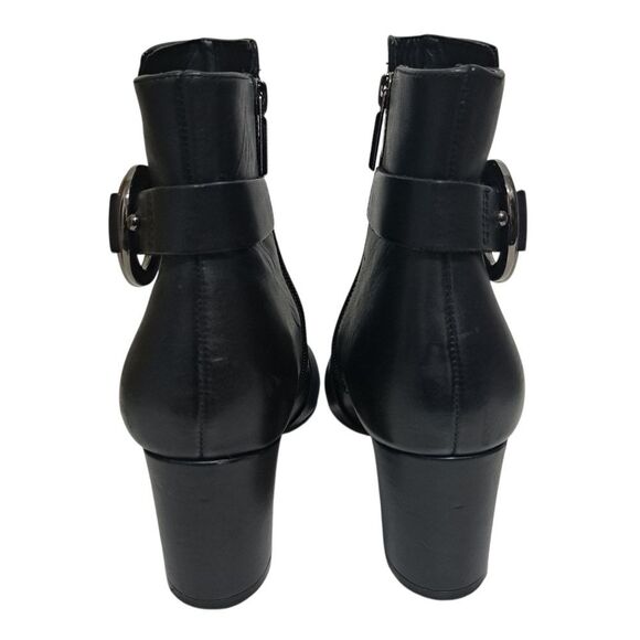 Karl Lagerfeld Paris Elegant Goth Leather Block Heel Ankle Boots Size 7.5 Black - Picture 5 of 15